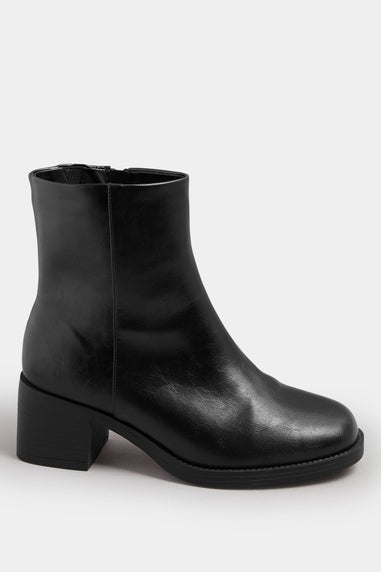 Yours Black Faux Leather Square Toe Chelsea Boots In Extra Wide EEE Fit