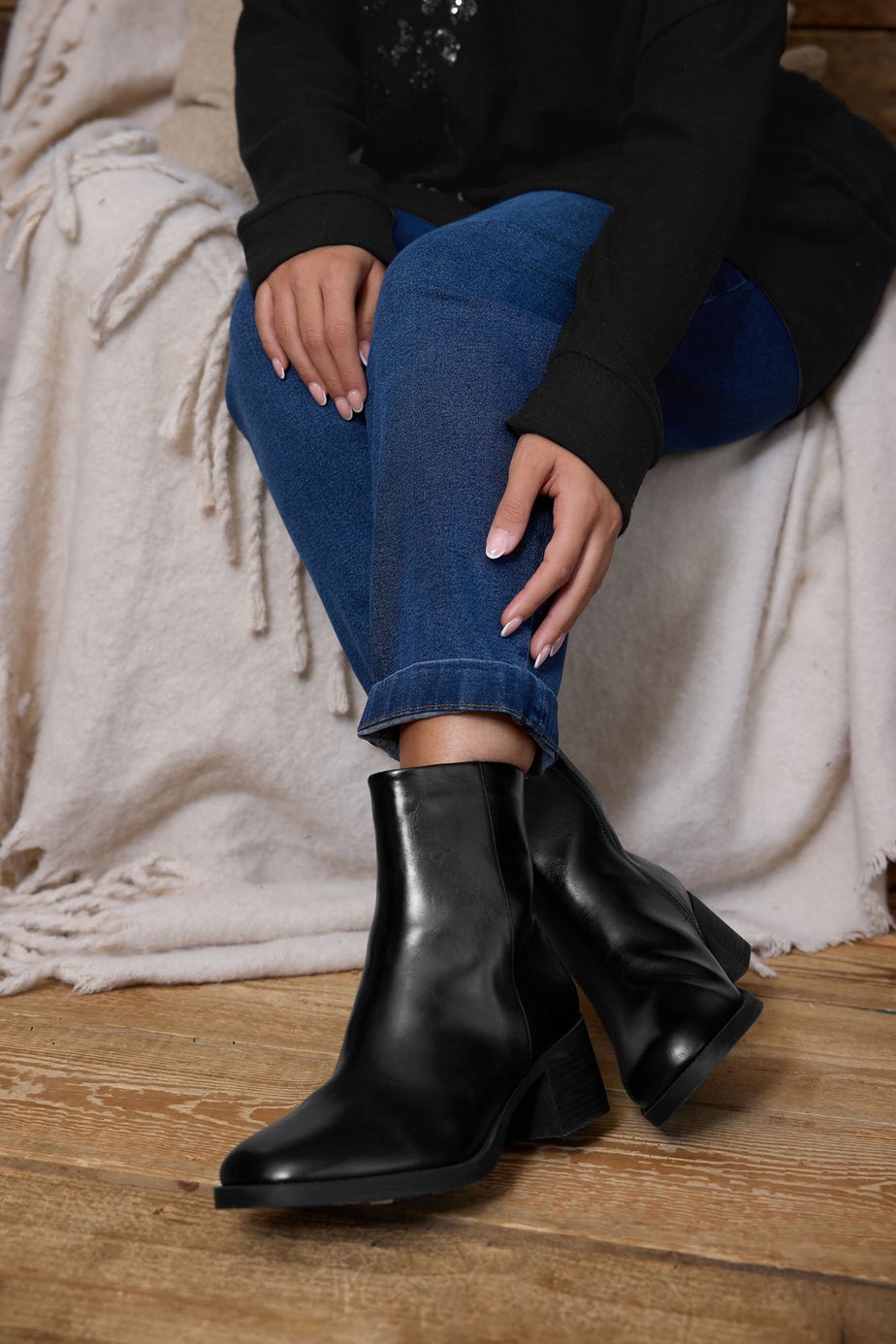 Yours Black Faux Leather Square Toe Chelsea Boots In Extra Wide EEE Fit