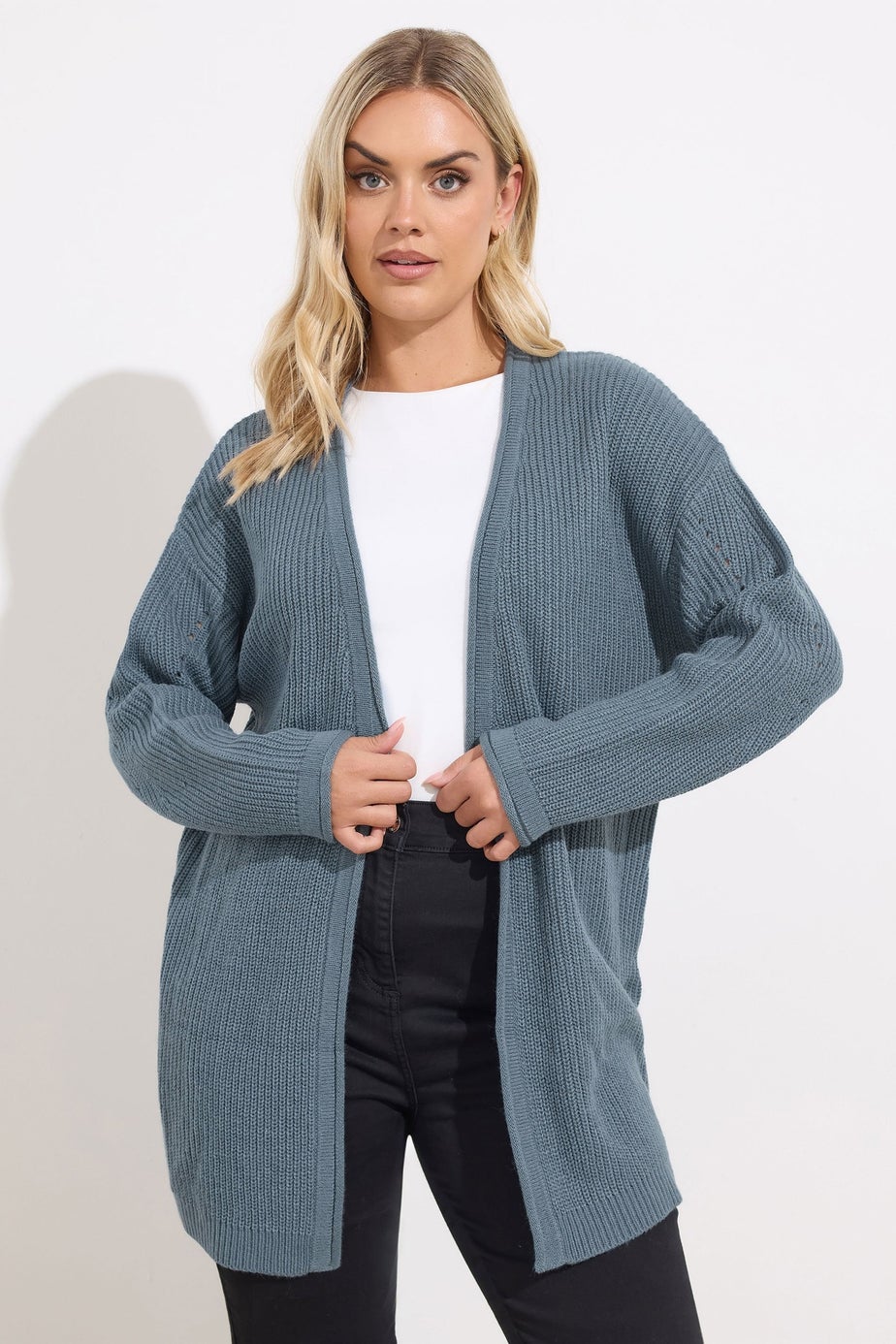 Yours Curve Essential Light Blue Knitted Cardigan