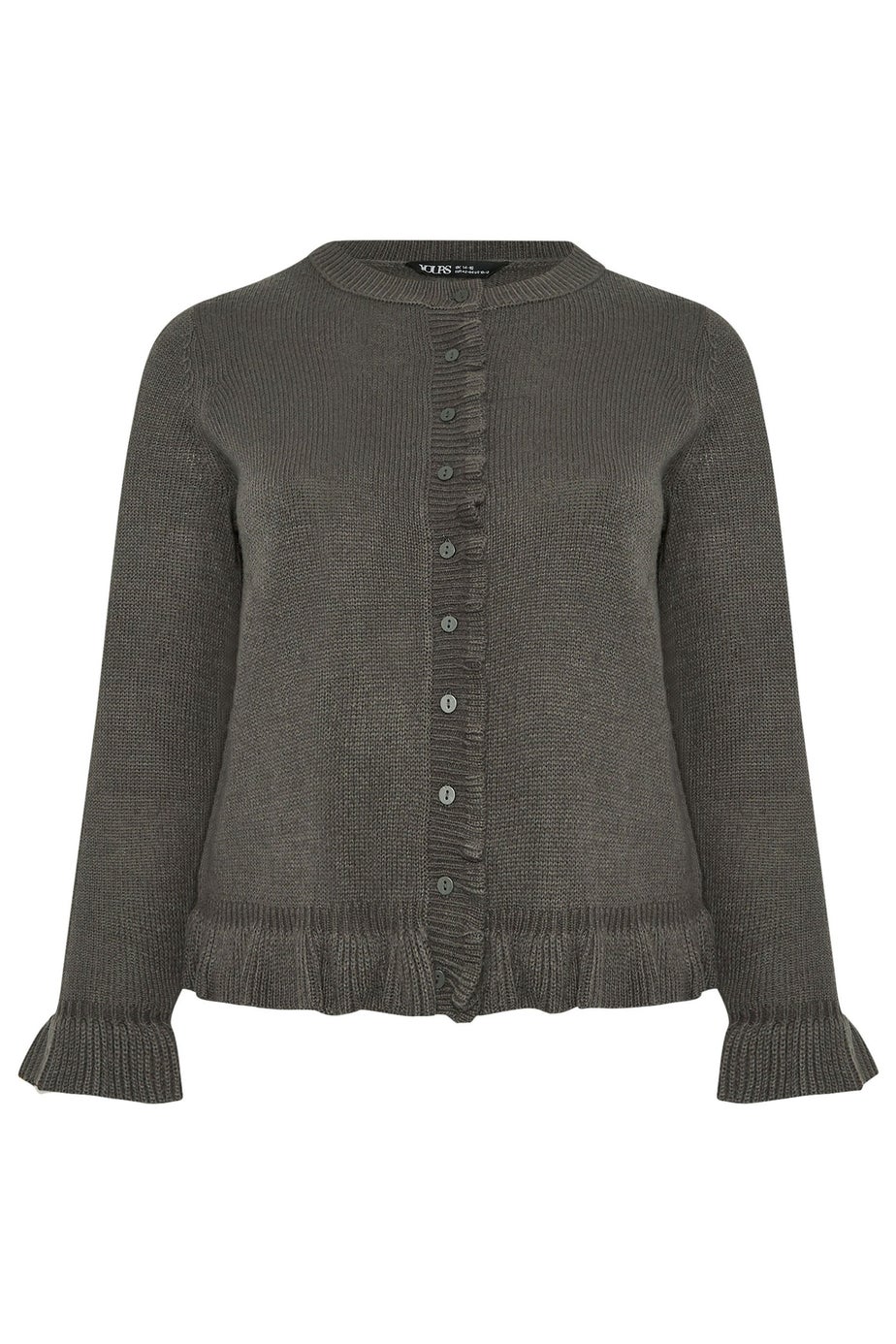 Yours Curve Charcoal Grey Frill Trim Cardigan
