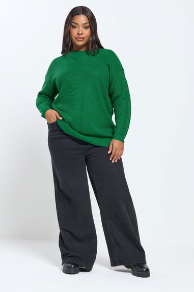 Yours Curve Bright Green Essential Knitted Jumper