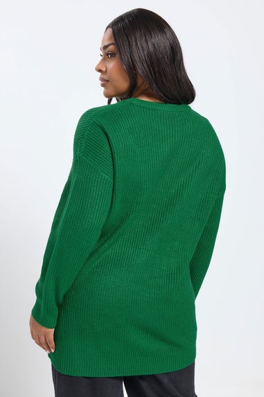 Yours Curve Bright Green Essential Knitted Jumper