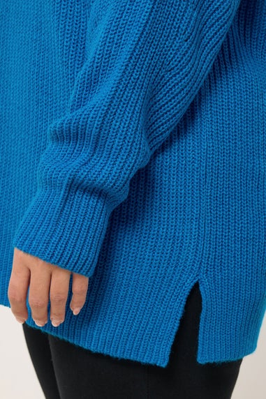 Yours Curve Blue Drop Shoulder Jumper