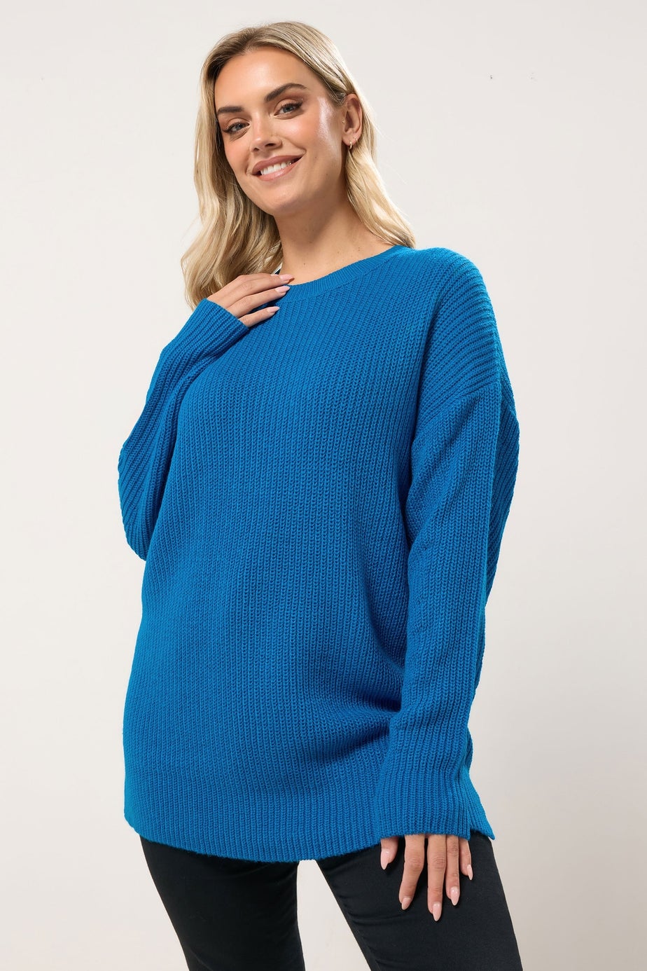 Yours Curve Blue Drop Shoulder Jumper