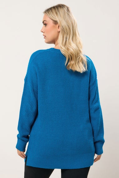 Yours Curve Blue Drop Shoulder Jumper