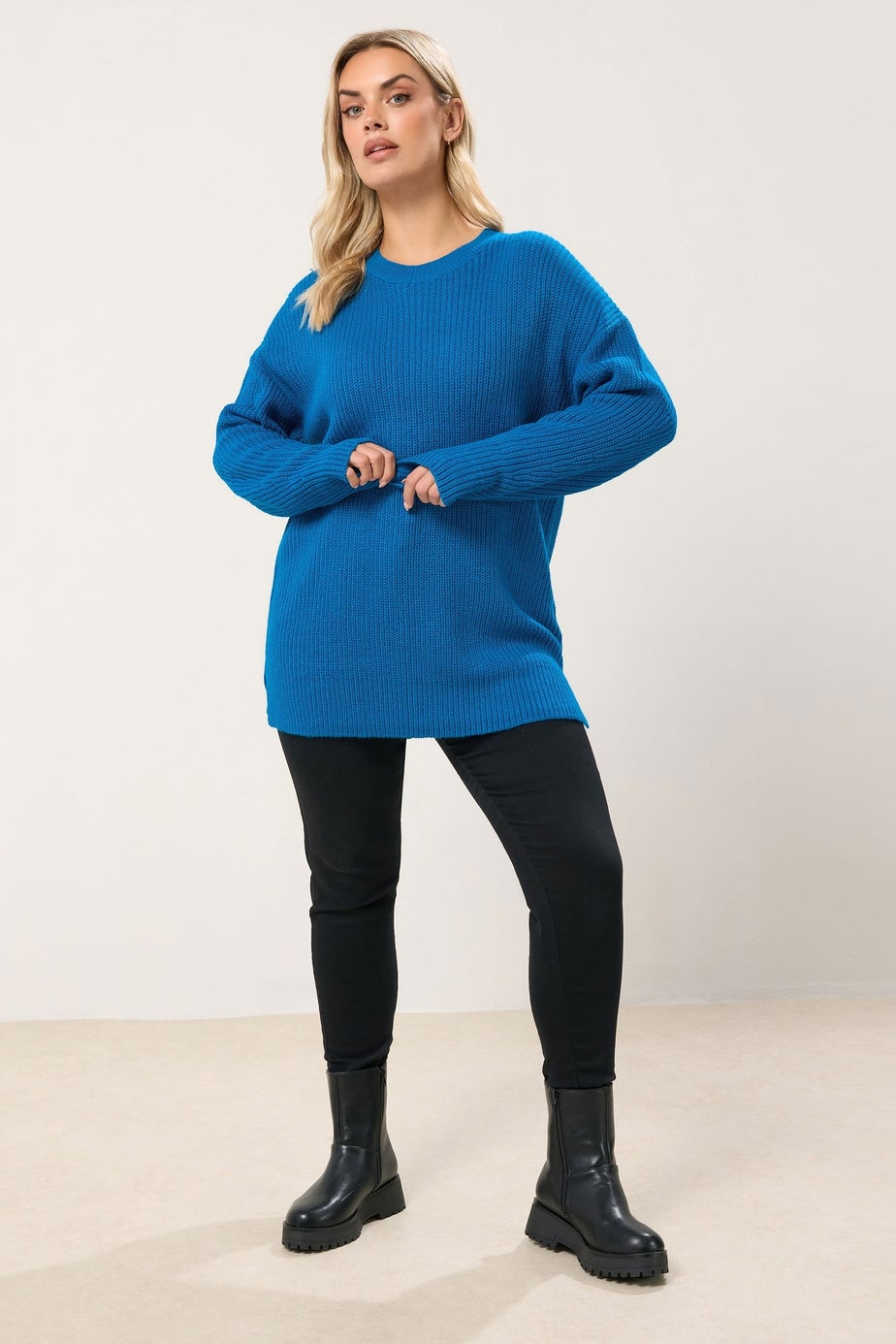 Yours Curve Blue Drop Shoulder Jumper