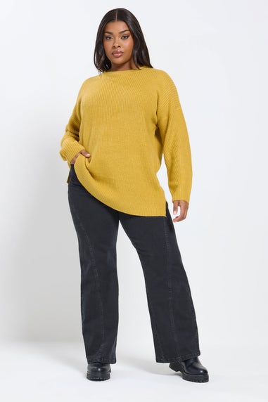 Yours Curve Yellow Drop Shoulder Jumper