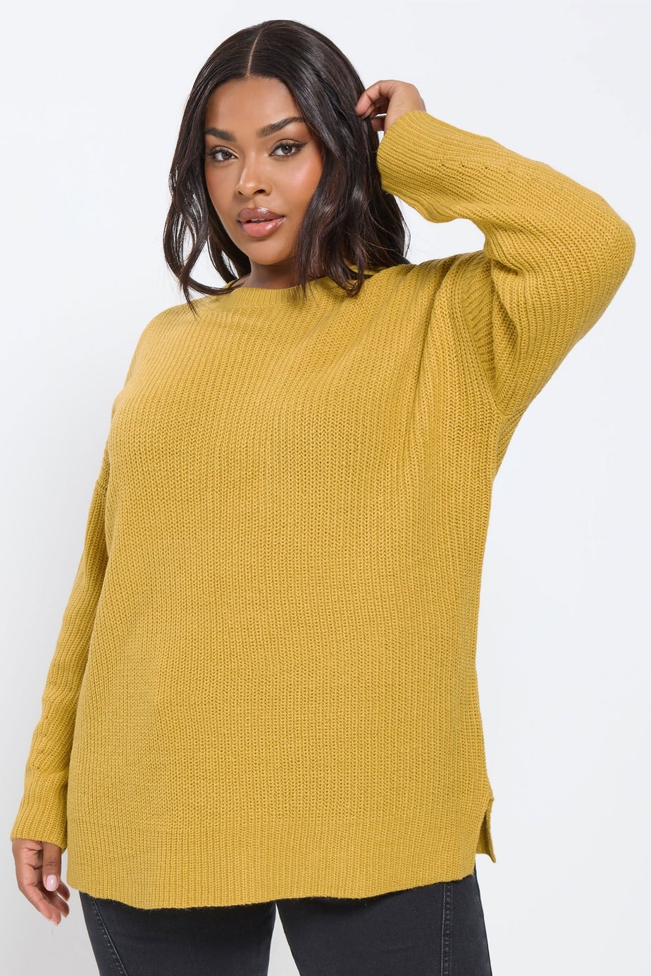 Yours Curve Yellow Drop Shoulder Jumper