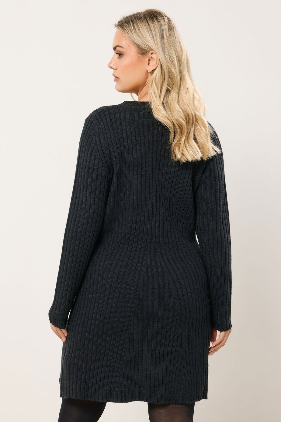 Yours Curve Black Ribbed Mini Jumper Dress