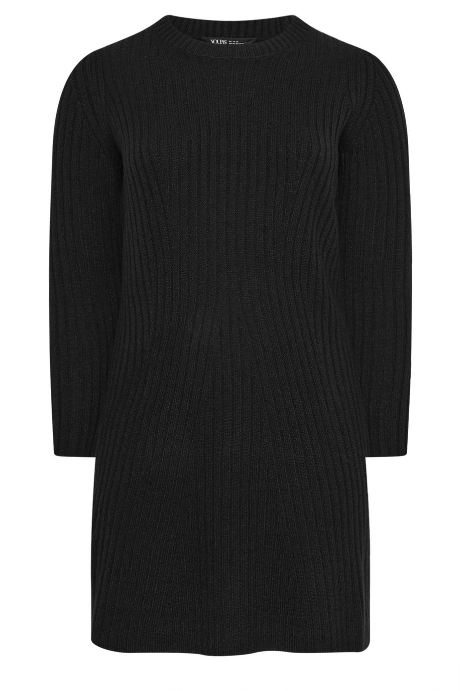 Yours Curve Black Ribbed Mini Jumper Dress