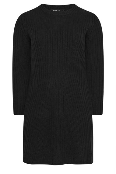 Yours Curve Black Ribbed Mini Jumper Dress