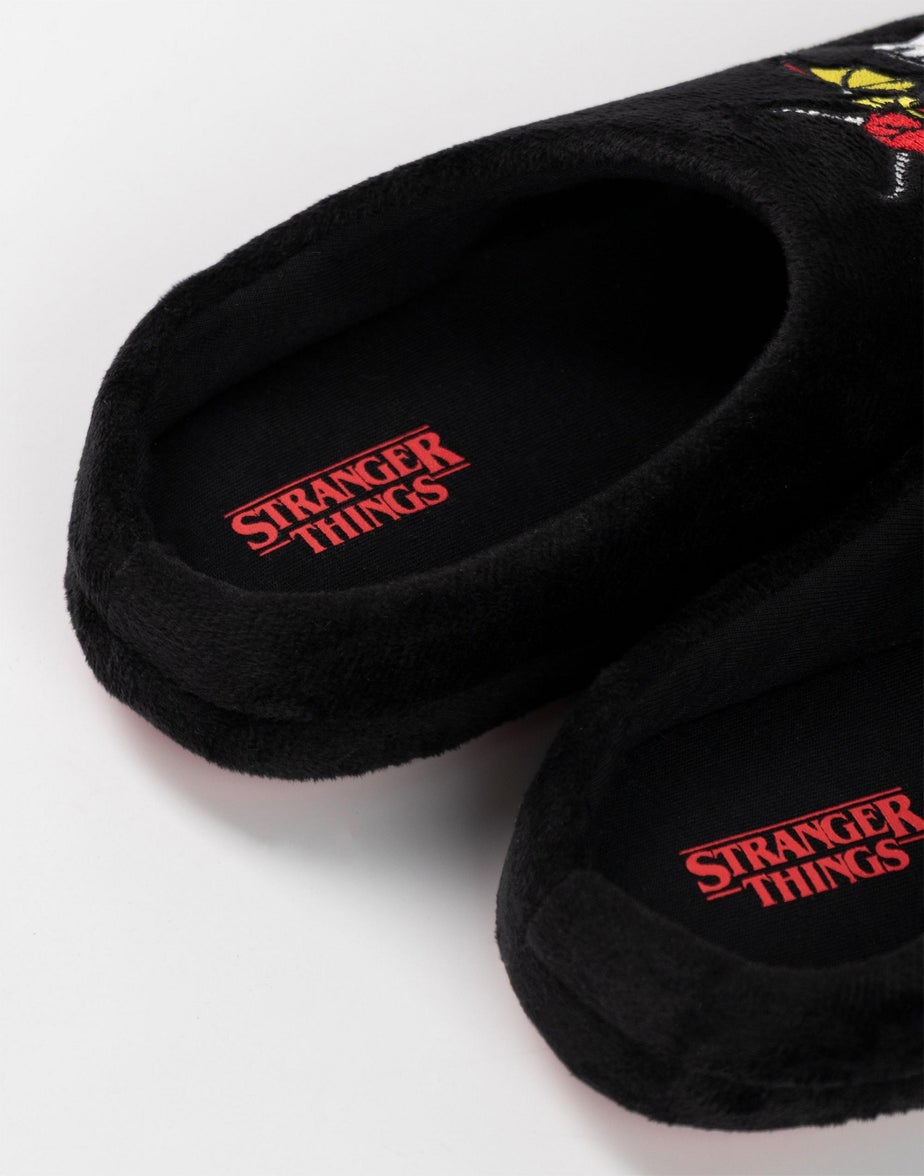 Stranger Things Kids Black Mule Slippers (Older 12-5 years)