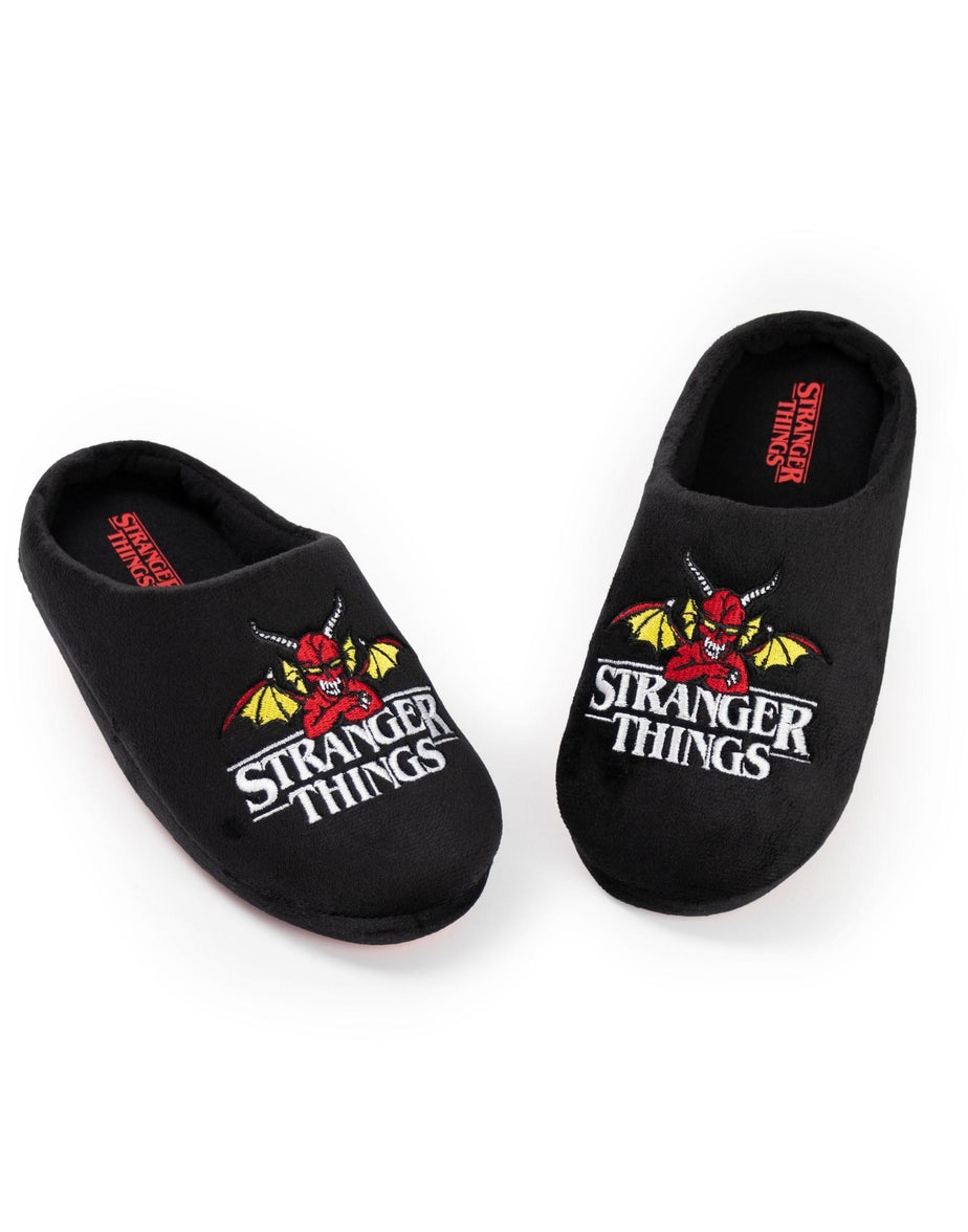 Stranger Things Kids Black Mule Slippers (Older 12-5 years)