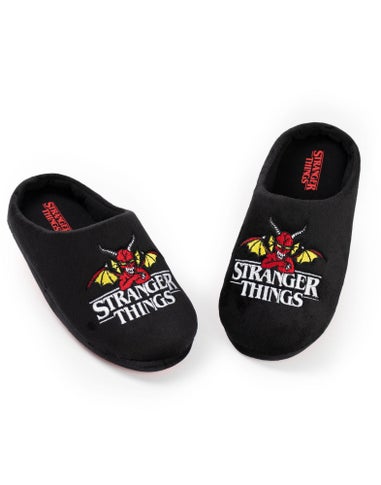 Stranger Things Kids Black Mule Slippers (Older 12-5 years)