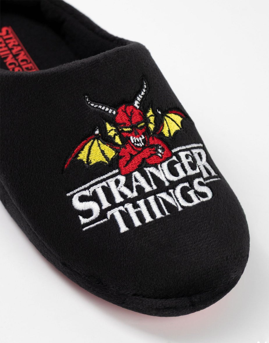 Stranger Things Kids Black Mule Slippers (Older 12-5 years)