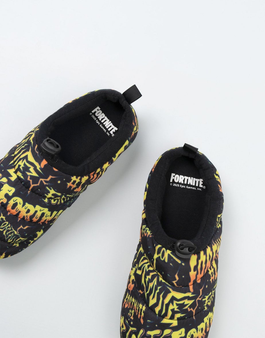 Fortnite Kids Black Loafer Slippers (Older 12-5 years )