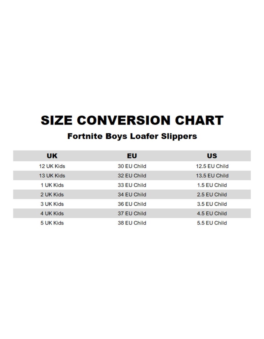 Fortnite Kids Black Loafer Slippers (Older 12-5 years )