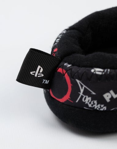 PlayStation Kids Black Graphics Loafer Slippers (Older 12-5 years )