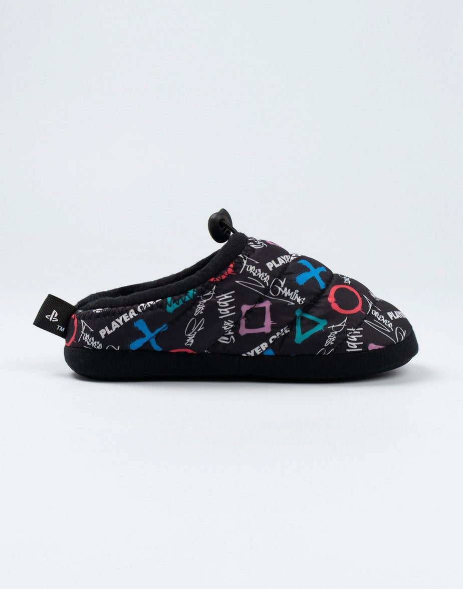 PlayStation Kids Black Graphics Loafer Slippers (Older 12-5 years )