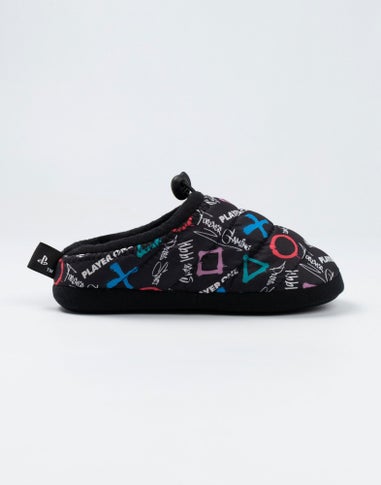PlayStation Kids Black Graphics Loafer Slippers (Older 12-5 years )