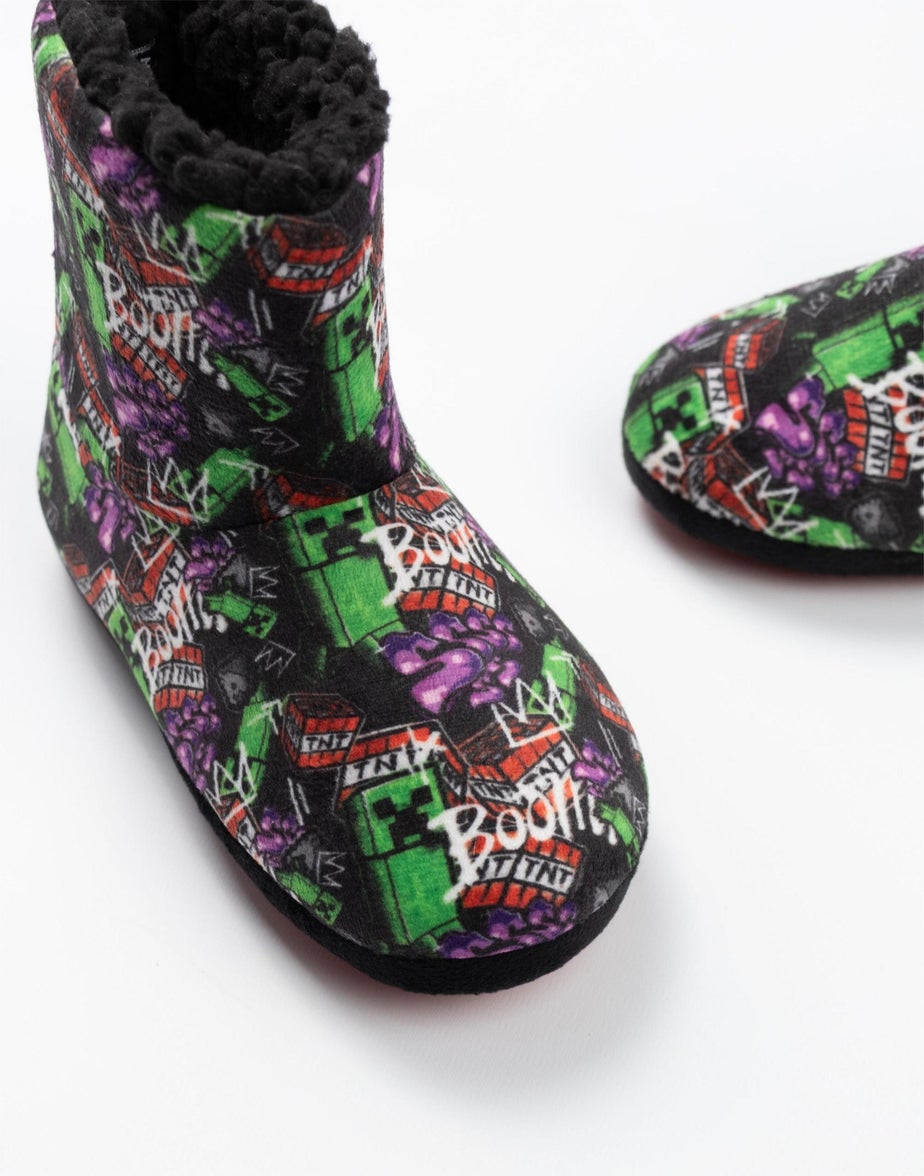 Minecraft Kids Multicolor Slipper Boots (Older 11-5 years)