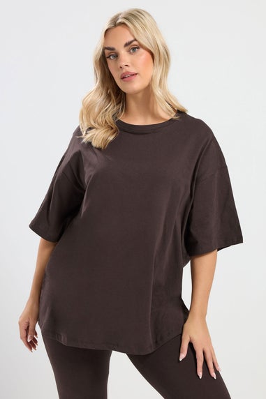 Yours Curve Chocolate Brown Relaxed Longline T-Shirt