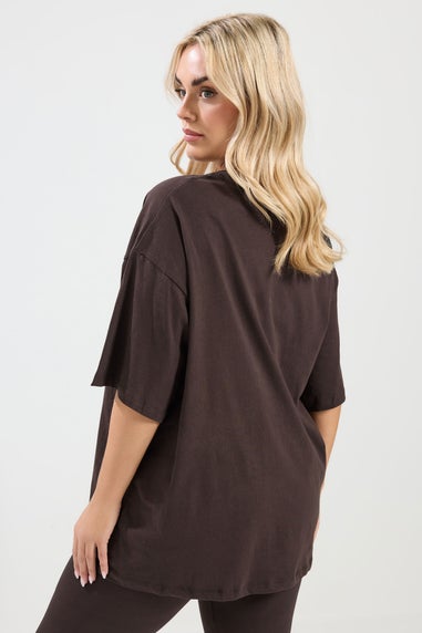 Yours Curve Chocolate Brown Relaxed Longline T-Shirt