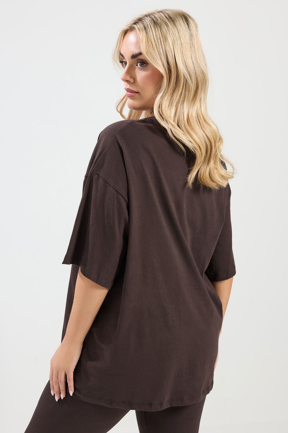 Yours Curve Chocolate Brown Relaxed Longline T-Shirt