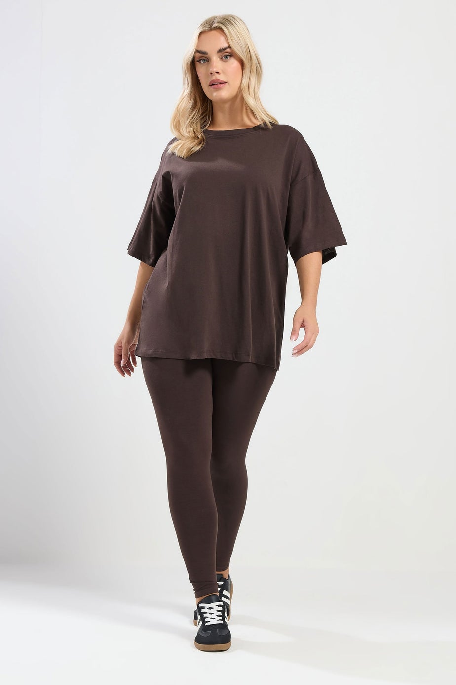 Yours Curve Chocolate Brown Relaxed Longline T-Shirt