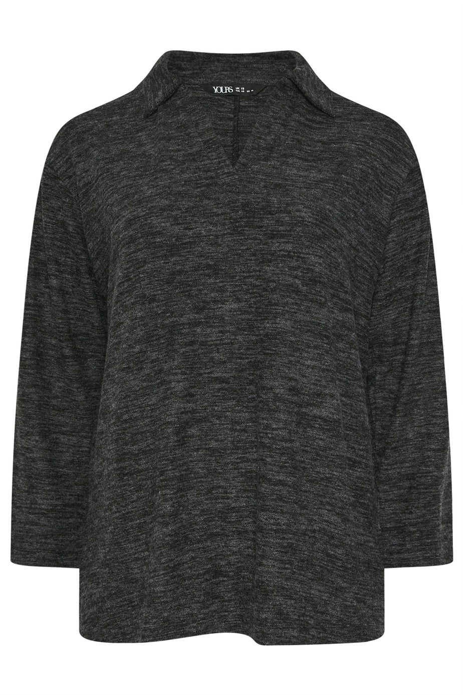 Yours Curve Charcoal Grey Soft Touch Collared Jumper