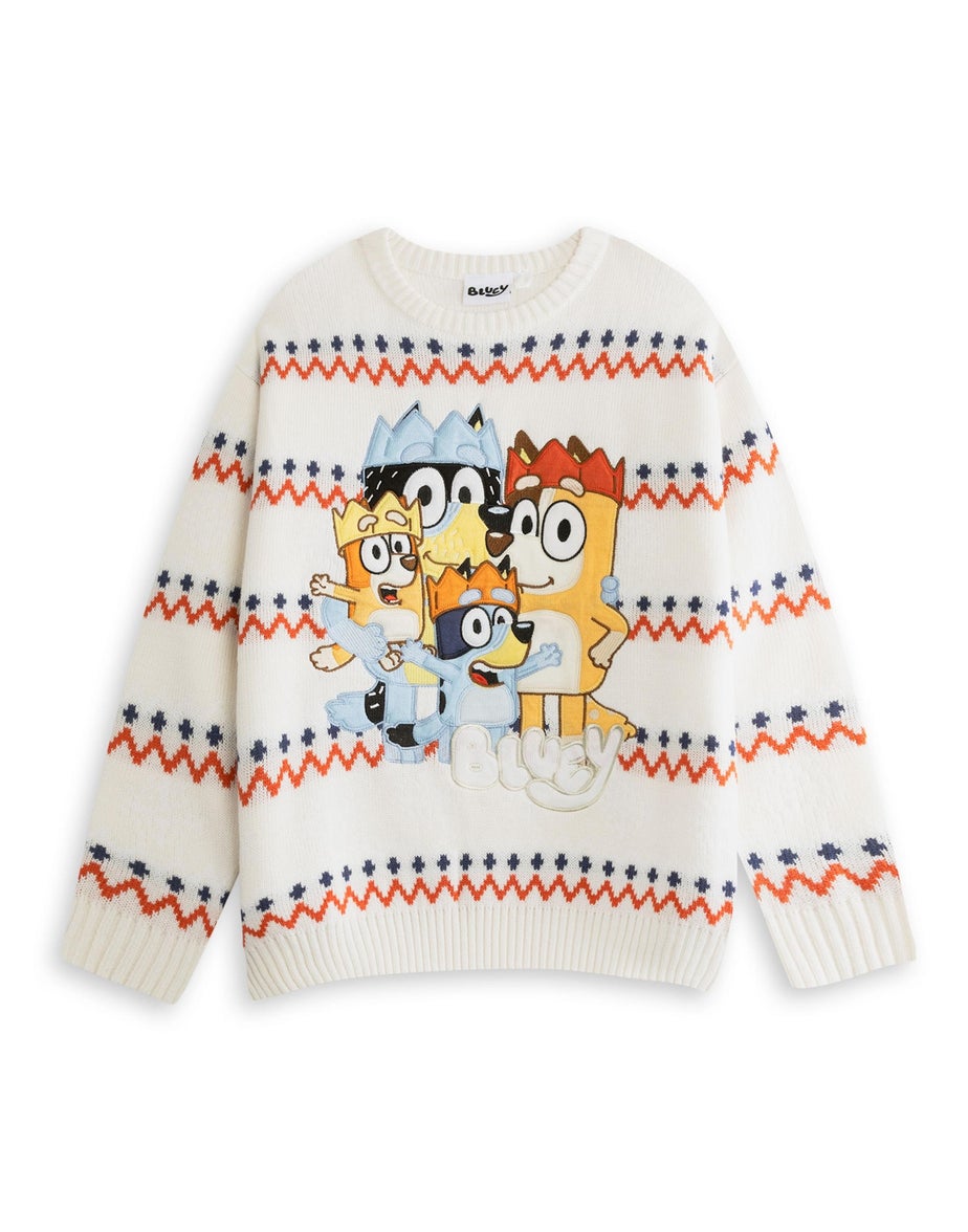 Bluey Cream With Multicolored Stripes Christmas Jumper