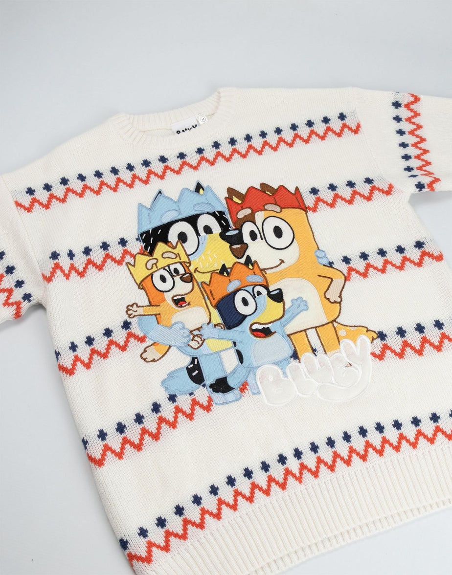 Bluey Cream With Multicolored Stripes Christmas Jumper