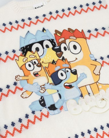 Bluey Cream With Multicolored Stripes Christmas Jumper