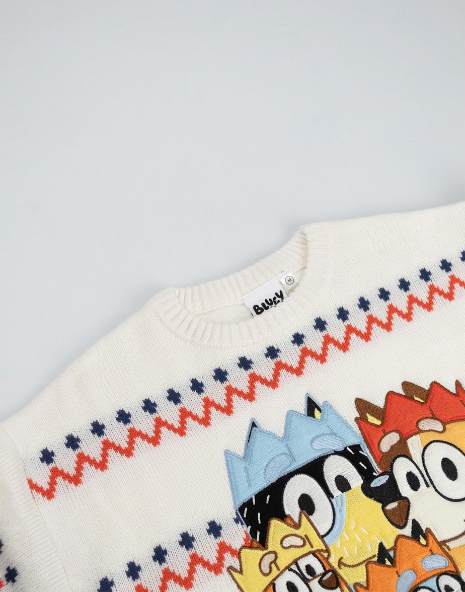 Bluey Cream With Multicolored Stripes Christmas Jumper