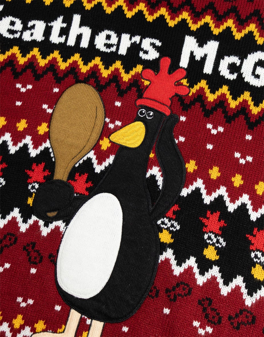 Wallace And Gromit Maroon With Multicolour Details Christmas Jumper