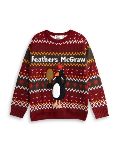 Wallace And Gromit Maroon With Multicolour Details Christmas Jumper