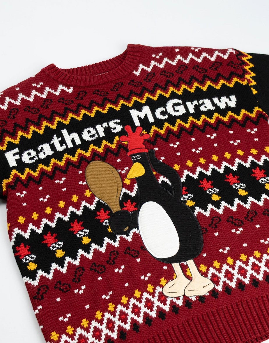 Wallace And Gromit Maroon With Multicolour Details Christmas Jumper