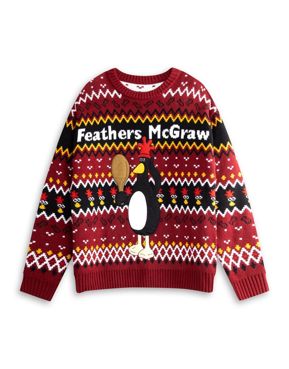 Wallace And Gromit Maroon With Multicolour Details Christmas Jumper