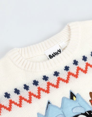 Vanilla Underground Bluey Kids Cream Christmas Jumper (2-7yrs)