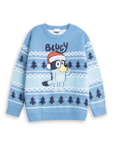 Vanilla Underground Bluey Kids Light Blue Christmas Jumper (2-7yrs)