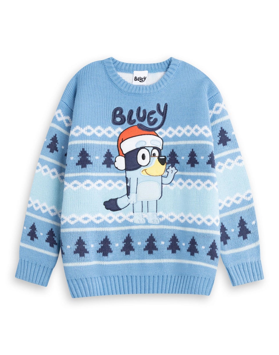 Vanilla Underground Bluey Kids Light Blue Christmas Jumper (2-7yrs)