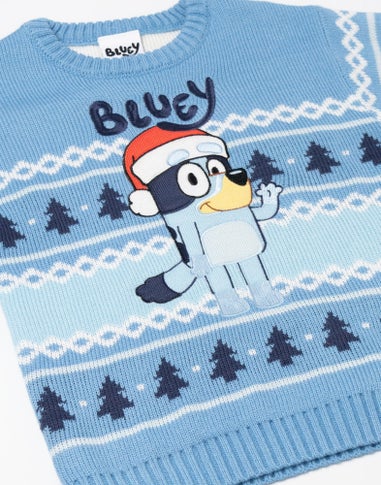 Vanilla Underground Bluey Kids Light Blue Christmas Jumper (2-7yrs)