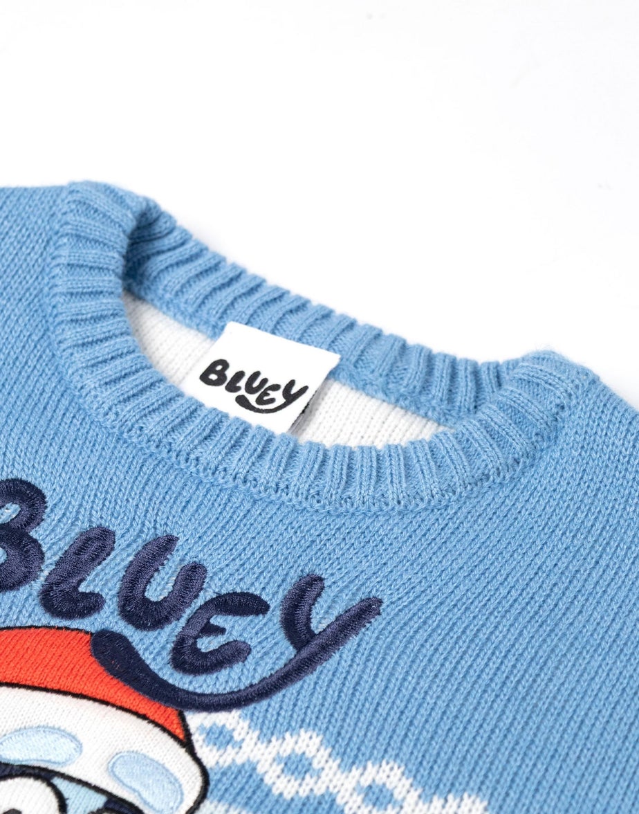 Vanilla Underground Bluey Kids Light Blue Christmas Jumper (2-7yrs)