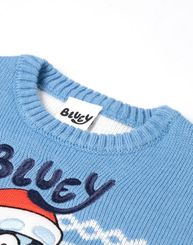 Vanilla Underground Bluey Kids Light Blue Christmas Jumper (2-7yrs)