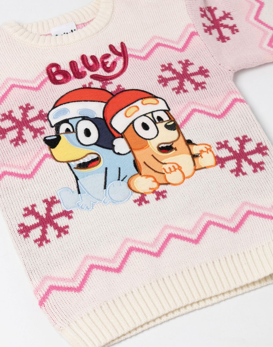 Vanilla Underground Bluey Kids Cream Christmas Jumper (2-7yrs)