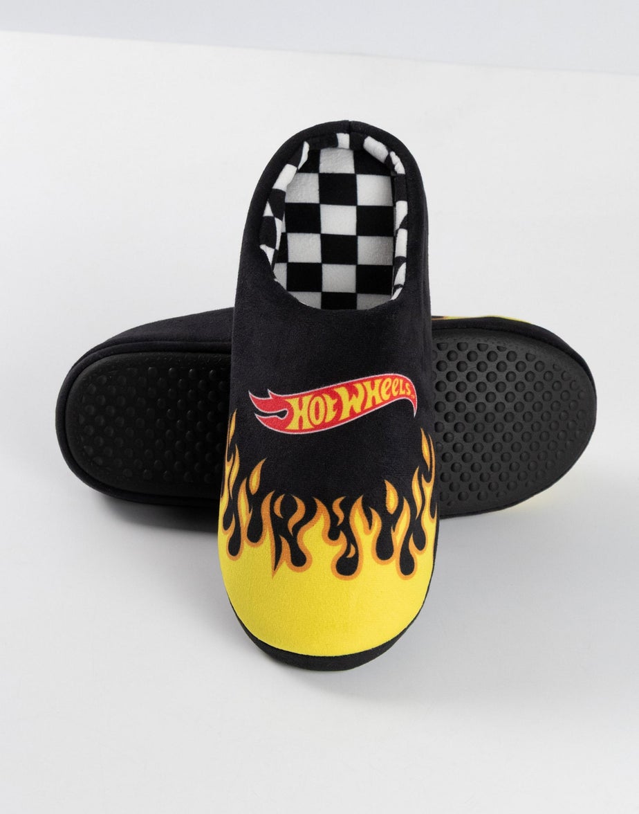 Hot Wheels Black Mule Slippers