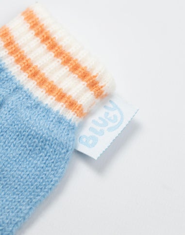 Bluey Kids Blue With Orange Stripes Beanie & Gloves