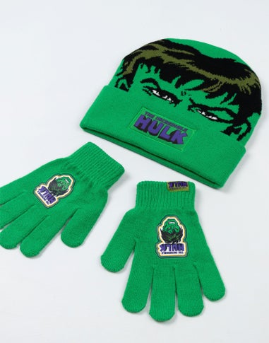Marvel The Incredible Hulk Kids Green Beanie & Gloves