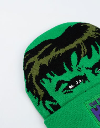 Marvel The Incredible Hulk Kids Green Beanie & Gloves