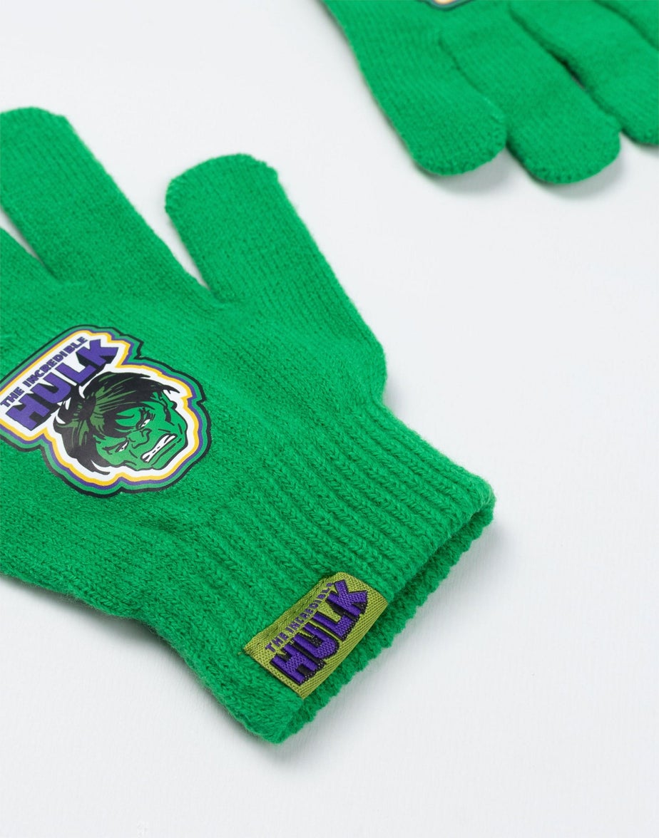Marvel The Incredible Hulk Kids Green Beanie & Gloves